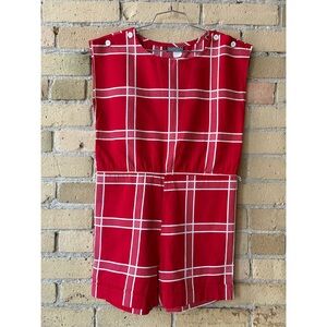 Vintage Red Plaid Sleeveless Romper